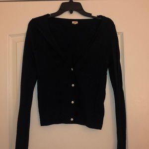 Jcrew navy wool cardigan with rhinestone buttons